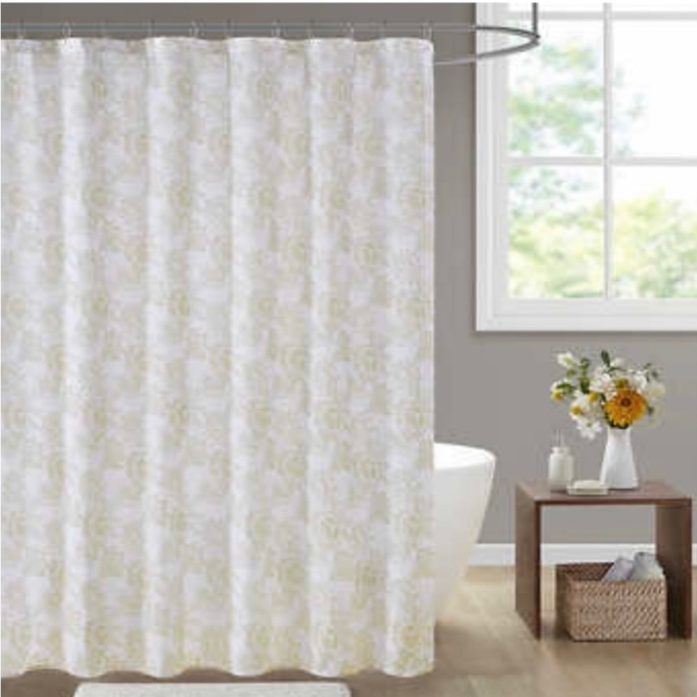 Martha Stewart Paisley Floral 3pc Bath Set Shower Curtain Sage